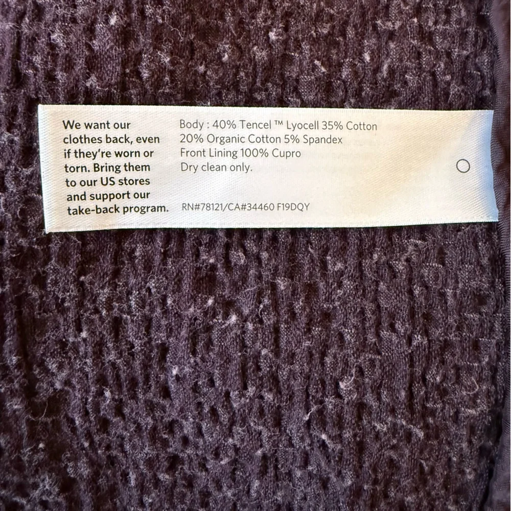 Eileen Fisher Cassis Crosshatch Tencel Open Front Notch Collar Plum Jacket 2X - Picture 12 of 14